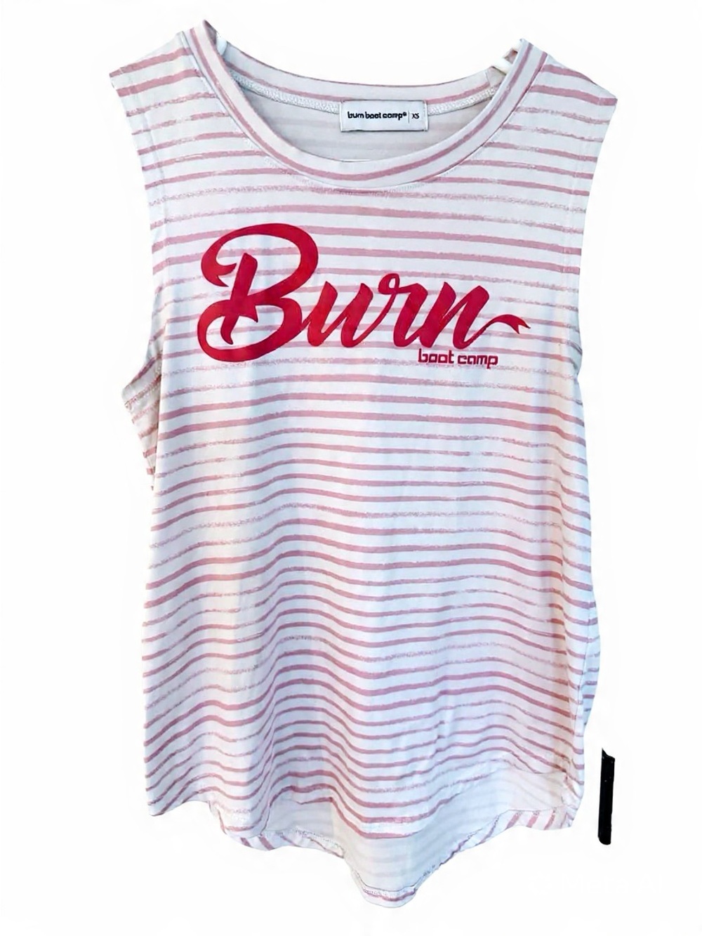 Burn Boot Camp Pink Striped Sleeveless Tank - Burn Logo